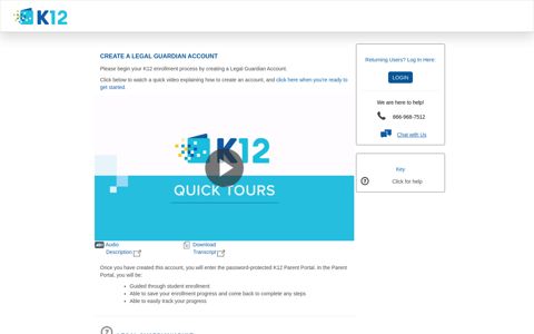 Create a Legal Guardian Account - K12 Parent Portal