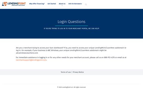 Login Questions - LendingPoint