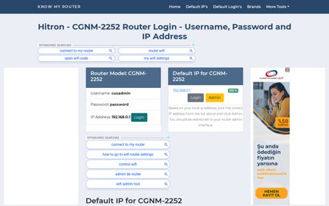 Hitron - CGNM-2252 Default Login with Username, Password ...