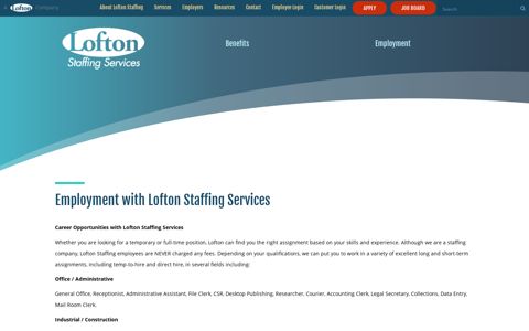 Employment | Lofton Staffing Services