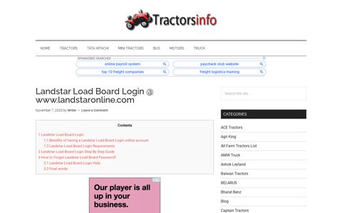 Landstar Load Board Login @ www.landstaronline.com