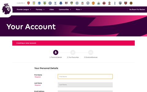 Your Account - premierleague.com User Portal