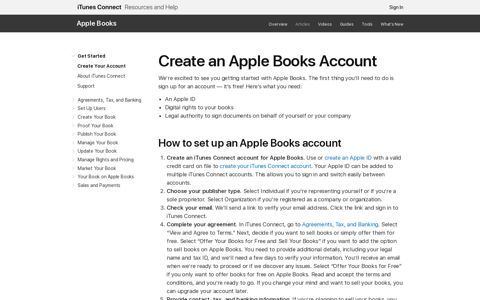 Create an Apple Books Account - Apple Books Partner Support