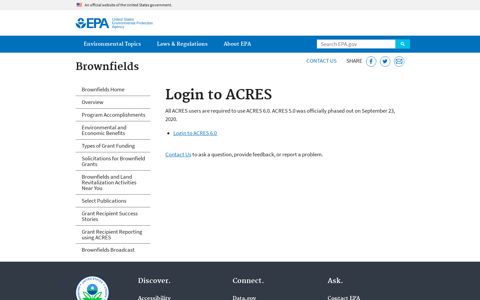 Login to ACRES | Brownfields | US EPA