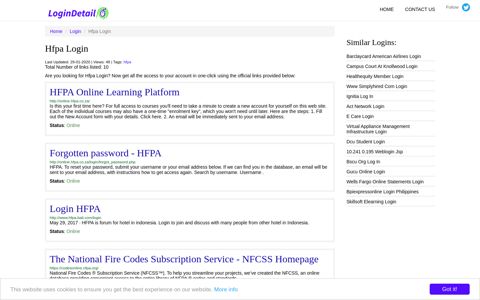 Hfpa Login HFPA Online Learning Platform - http://online.hfpa ...