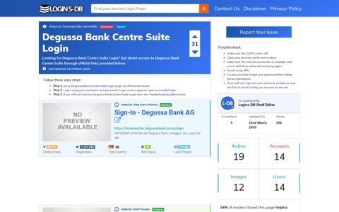 Degussa Bank Centre Suite Login - Logins-DB