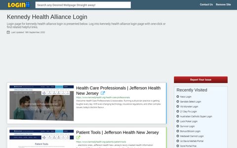 Kennedy Health Alliance Login - Loginii.com