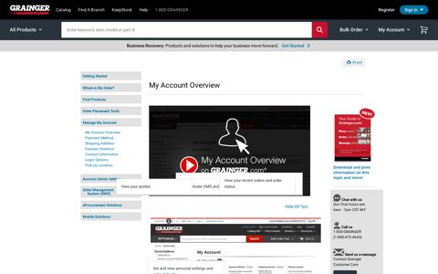My Account Overview - Manage My Account - Grainger Help ...