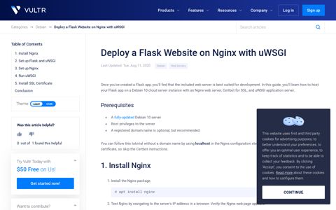 Deploy a Flask Website on Nginx with uWSGI - Vultr.com
