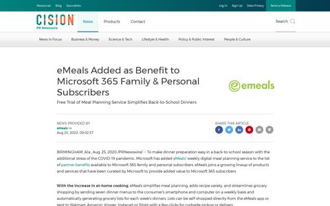 eMeals Added as Benefit to Microsoft 365 Family & Personal ...