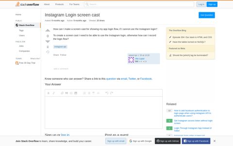 Instagram Login screen cast - Stack Overflow