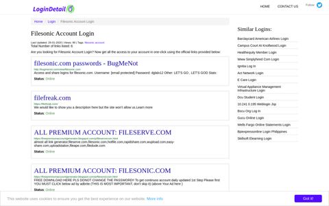 Filesonic Account Login filesonic.com passwords - BugMeNot ...