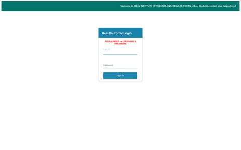 Results Portal Login - Ideal Institute of Technology