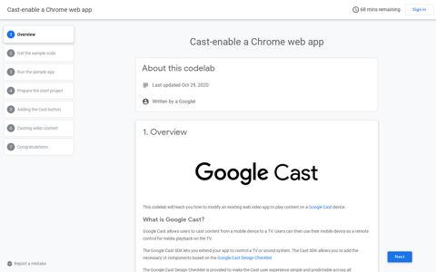 Cast-enable a Chrome web app - Google Codelabs