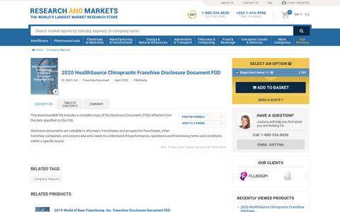 2020 HealthSource Chiropractic Franchise Disclosure Document FDD