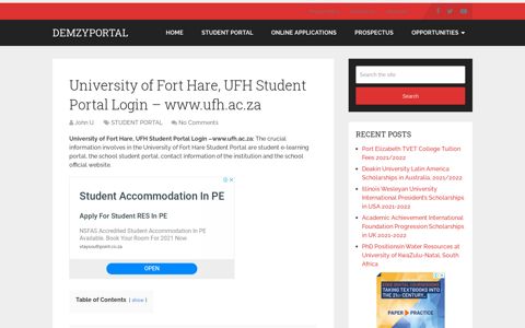 University of Fort Hare, UFH Student Portal Login – www.ufh ...