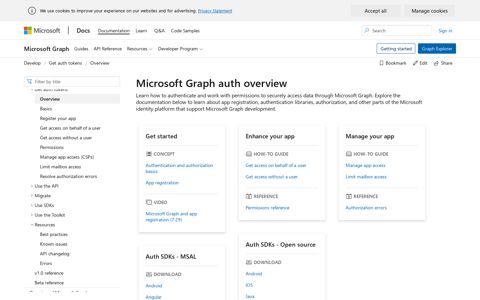 Microsoft Graph auth overview | Microsoft Docs