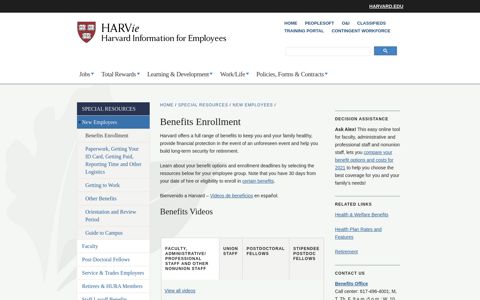 Benefits Enrollment | Harvard Human Resources