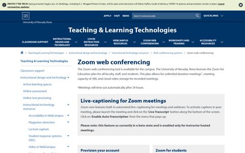 Zoom web conferencing - University of Nevada, Reno