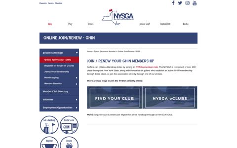 Online Join/Renew - GHIN | NYSGA | New York State Golf ...