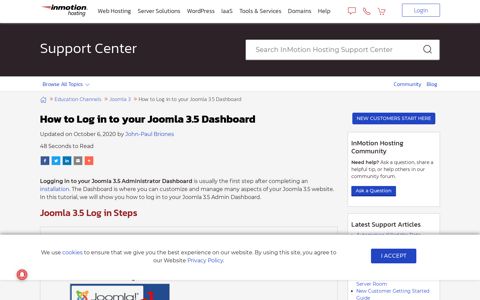 How to Log in to your Joomla 3.5 Dashboard | InMotion Hosting