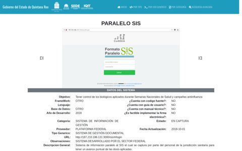 paralelo sis - SEIT - Gobierno del Estado de Quintana Roo