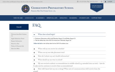 FAQ - Georgetown Preparatory School