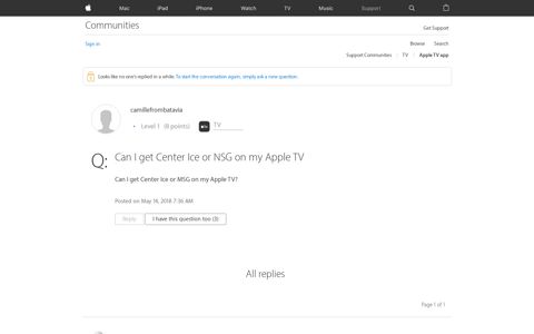 Can I get Center Ice or NSG on my Apple TV - Apple Community
