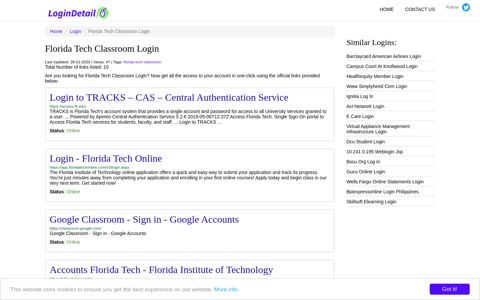 Florida Tech Classroom Login Login to TRACKS – CAS ...
