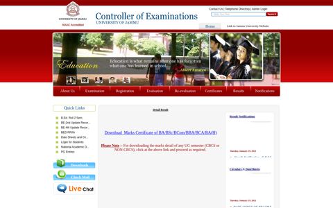 UG Results - Controller of Examination - University of Jammu ...