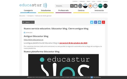 Nuevo servicio educativo. Educastur blog. Cierre antiguo blog ...