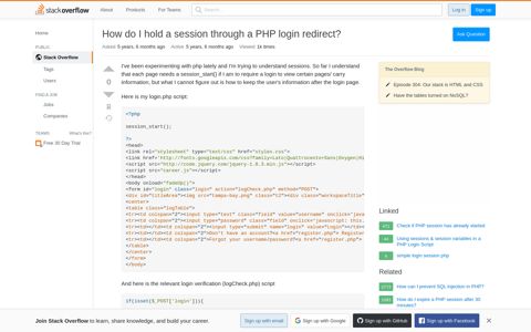 How do I hold a session through a PHP login redirect? - Stack ...