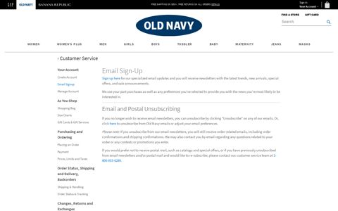 Email Sign Up - Old Navy - Gap