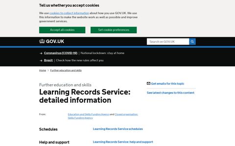 Further education and skills: Learning Records Service ...
