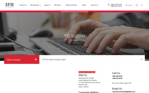 Support | Get In Touch - Ifb