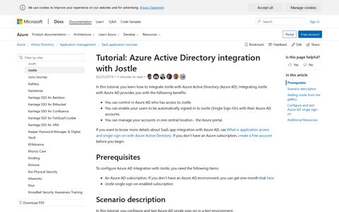 Tutorial: Azure Active Directory integration with Jostle ...
