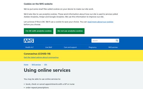 Using online services - NHS