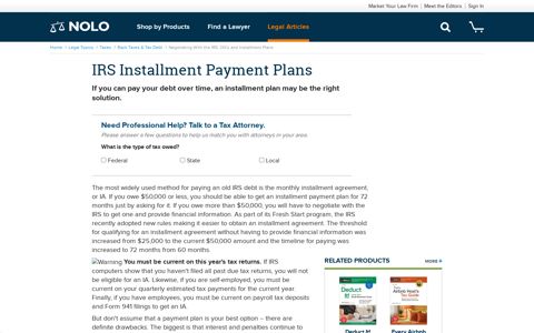 IRS Installment Payment Plans | Nolo
