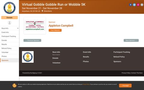 Virtual Gobble Gobble Run or Wobble 5K: Appleton Campbell