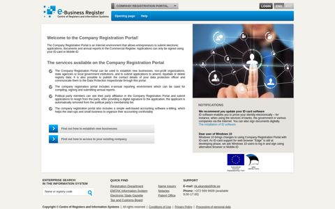 Company registration portal