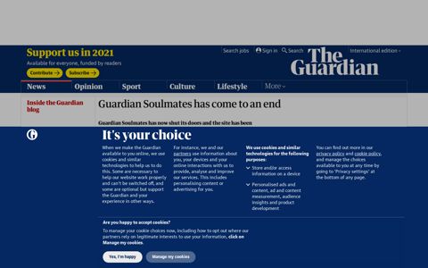 Guardian Soulmates has come to an end | | The Guardian