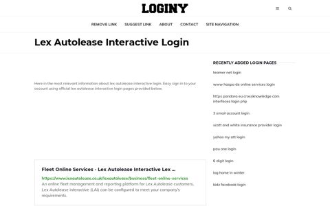 Lex Autolease Interactive Login ✔️ One Click Login - Loginy