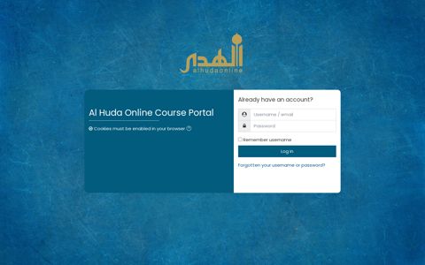 Log in to the site - Al Huda Online Course Portal