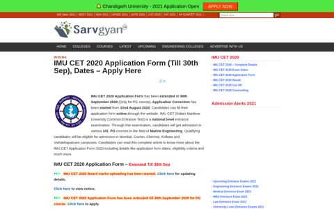 IMU CET 2020 Application Form (Till 30th Sep), Dates - Apply ...
