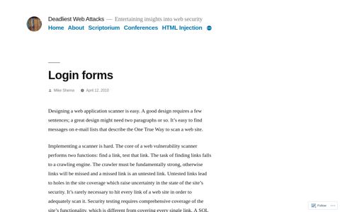 Login forms | Deadliest Web Attacks