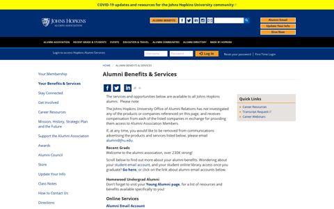 Alumni Benefits & Services | Johns Hopkins Alumni
