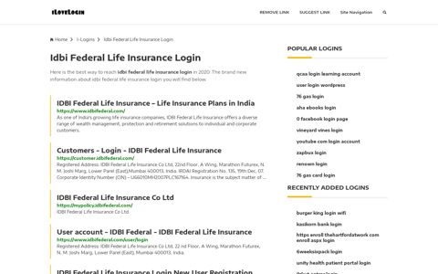 Idbi Federal Life Insurance Login ❤️ One Click Access