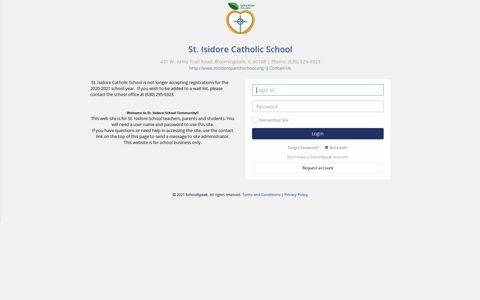 Login | St. Isidore Catholic School - SchoolSpeak