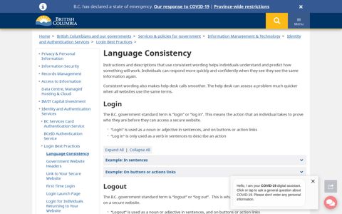 Language Consistency - Province of British Columbia