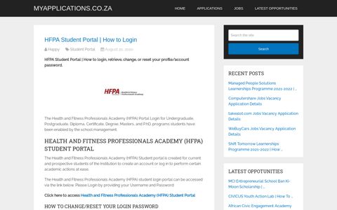 HFPA Student Portal | How to Login - Myapplications.co.za ...